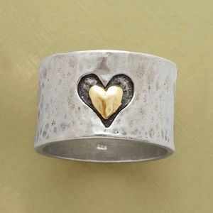 “NEW” S925 Silver Stamped Antique Look Heart Ring